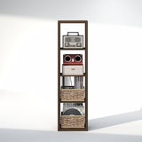 Furinno Cubicle Record Player Stand with Vinyl Storage, 4-Cube 1.2 Extra Thick Vinyl Record Storage, Open Back Media Shelf for CD DVD Blueray Game Disc, for Living Room, Home Office, Amber Pine Furinno