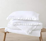 Chezmoi Collection Nora White Comforter Set Full Size 3-Piece Fluffy Soft Stone-Washed Ruffled Shabby Chic Bedding for All Season Chezmoi Collection