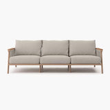 Acanva Modern All-Weather Aluminum Outdoor Patio Sofa with Thick Cushions, Olefin Fabric Sunroom Backyard Furniture, Couch Light Khaki Acanva