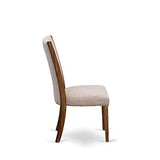 East West Furniture LAVE9-88-04 9 Piece Kitchen Table & Chairs Set Includes a Rectangle Dining Table with Removable Leaf and 8 Light Tan Linen Fabric Parson Chairs, 42x92 Inch, Walnut East West Furniture