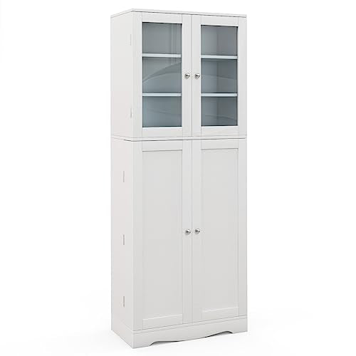 Giantex 63.5" Pantry Organizers and Storage, Freestanding Tall Storage Cabinet for Kitchen Bathroom Living Room Office, Wooden Utility Cupboard with Giantex