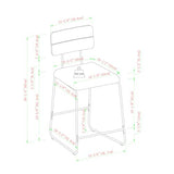 Walker Edison Modern 2-Piece Minimalist Counter Stools with Wooden Back, Set of 2, Brown Walker Edison