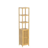 VIAGDO Storage Tall Slim Cabinet with Shutter Door and 3 Tier Shelves, Freestanding Linen Tower Cabinet for Living Room, Kitchen, Bathroom Organizer, VIAGDO