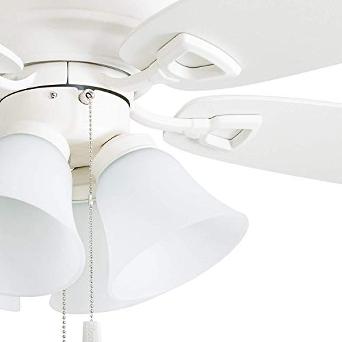 Honeywell Ceiling Fans Glen Alden, 52 Inch Classic Flush Mount Indoor LED Ceiling Fan with Light, Pull Chain, Quick-2-Hang Dual Finish Blades, Reversible Motor - 50520-01 (White) Honeywell Ceiling Fans