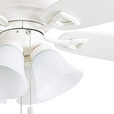 Honeywell Ceiling Fans Glen Alden, 52 Inch Classic Flush Mount Indoor LED Ceiling Fan with Light, Pull Chain, Quick-2-Hang Dual Finish Blades, Reversible Motor - 50520-01 (White) Honeywell Ceiling Fans