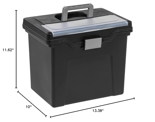 Office Depot Large Mobile File Box, Letter Size, 11 5/8in.H x 13 3/8in.W x 10in.D, Black/Silver, 110987 Office Depot