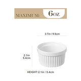 MALACASA Ramekins 6 oz Oven Safe, Porcelain Creme Brulee Ramekins Pudding Custard Cups Small Ceramic Souffle Dishes Ramakan Ramiken Ramicans Baking Bowls Set of 6, White, Series RAMEKIN-DISH MALACASA