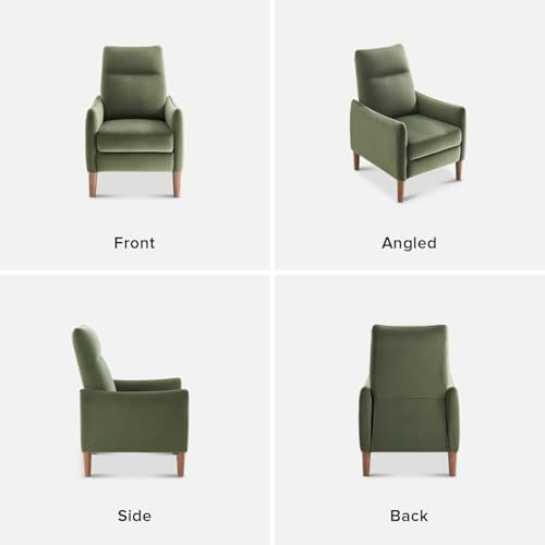 mopio Arthur Recliner Chair with 3 Positions, Accent Armchair, Mid Century Modern Reading Chair, High Back Padded Support Comfy Sleeper Armchair (Olive Green Velvet)
