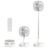 Magesh Portable Pedestal Fan - Foldaway Standing Fan Foldable Desk Fan, Use 7200Mah Rechargeable Battery, Remote Control Telescopic 4 Speed Quiet Timer Fan for Home Kitchen Outdoor Camping (Gray) Magesh