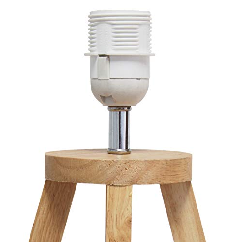Simple Designs LT1069-NWH Interlocked Triangular Natural Wood Table Lamp with White Fabric Shade Simple Designs