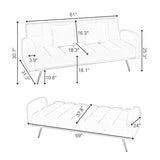 Ball & Cast Convertible Sleeper Sofa Bed with Adjustable Backrest,Teddy Upholstered Futon Couch Bed W/ 2 Pillows,Armrest and Metal Legs,Loveseat Sofa for Living Room,Apartment,Small Space,Pink,69" Ball & Cast
