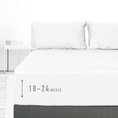 sunflower Extra Deep Pocket California King Sheet Sets Fits 18"-24" in Deep Mattress -100% Cotton Calking Sheet Set, White Hotel Luxury Soft Breathable Sheet Sets for Calking Bed Deep Pocket