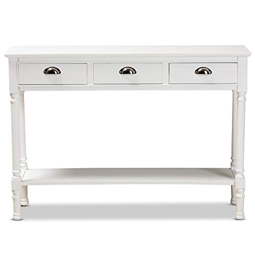 Baxton Studio Garvey French Provincial White Finished Wood 3-Drawer Entryway Console Table Baxton Studio