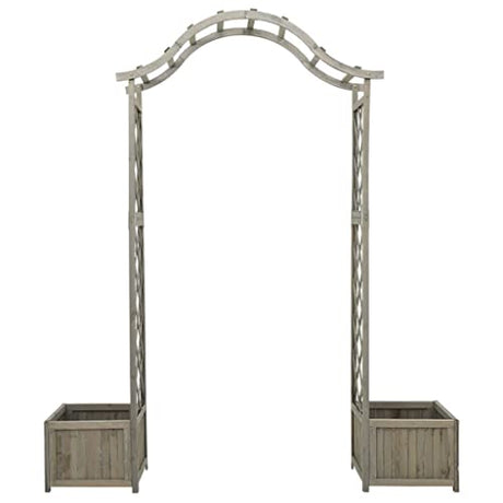 vidaXL Solid Firwood Garden Pergola with Planter Home Lawn Backyard Outdoor Patio Terrace Wooden Entryway Flower Planter Arbor Arch vidaXL