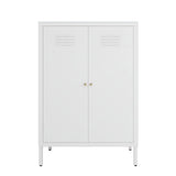 LINGZOE 2 Door Metal Locker Storage Cabinet with 2 Adjustable Shelves,Steel Locker Cupboard for Bedroom, Bedside, Office Room LINGZOE