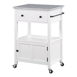 OSP Home Furnishings Fairfax Kitchen Cart with Granite Work Top and Extra Storage Drawer and Cabinet, White Office Star Products