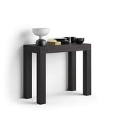 Mobili Fiver, First, Extendable Console Table 17.7(120) x35.4 in, Ashwood Black, for 4-14 People, Space-Saving Dining Table, Italian Furniture Mobili Fiver