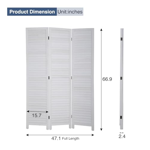3 Panel Room Divider Privacy Screen 5.57 Ft Tall Privacy Wall Divider 66.9" x 15.7" Each Panel Folding Wood Screen for Home Office Bedroom Restaurant FDW
