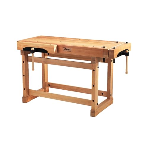 Sjobergs Elite 1500 Beech Wood Workbench, Includes Dual Vises, Bench Dog Holes and Modular Accessories, Perfect Table for Woodworkers, DIYers & Garage Storage (SJO-33246) Sjobergs