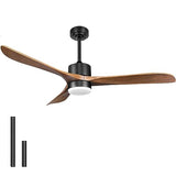 Wisful Ceiling Fans with Lights Remote Control, 56" Outdoor Wood Ceiling Fan with Light Memory for Patio Gazebo Living Room Bedroom, Walnut & Matte Black Wisful