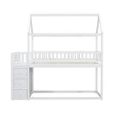 Bellemave Bunk beds Twin Over Twin Size with Drawers and Shelves Storage, Floor bunk Bed,White Bellemave