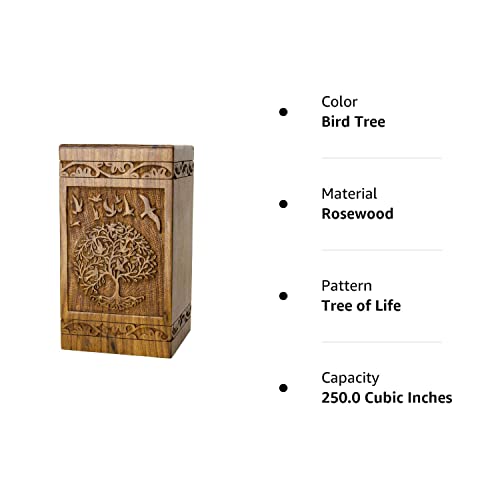 INTAJ Cremation Urns for Human Ashes Companion Male Female Wooden Tree of Life Urns Box and Casket for Ashes Men Women Child Pets Cat Dog Urn Burial - WoodArtSupply