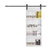 BARNER HOME 36in x 84in Sliding Barn Door, Shelf Style, Made of Primed MDF, Sliding Door with 6.6 ft Hardware Kit BARNER HOME