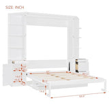 Bekeknlny Modern Queen Murphy Bed with Desk, Storage Shelves and Cabinets, Hidden Wall Bed for Space-Saving Home Office (White/H10) Bekeknlny