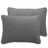 Easy-Going King Size Reversible Quilt Set with 1 Quilt and 2 Pillow Shams, Soft Bed Quilt Cover, Water Resistant Lightweight Microfiber Bedspread, Stain Resistant, Gray/Light Gray Easy-Going