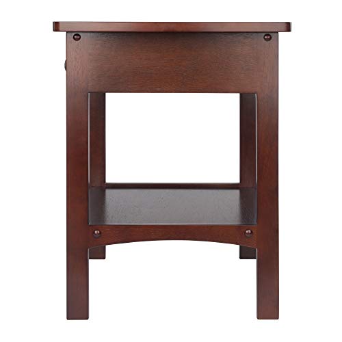 Winsome 22 x 18 x 18-Inch Wood Curved End Table/Night Stand With One Drawer, Brown (94918) - WoodArtSupply