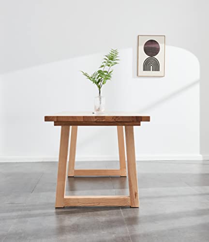 woJKod 6-8 People 6FT Ash Wood Table Rectangular, Kitchen Dining Table, Modern Conference Desk Table for Office-Bouns Socket/Console woJKod