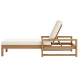 THINK 30 Lounge Chair Outdoor, Acacia Wood Oversized Chaise Lounge Chair with 5 Positions, Patio Lounge Chair with Thick Cushions, Weather-Resistant for Pool, Deck, Poolside,Light Teak THINK 30