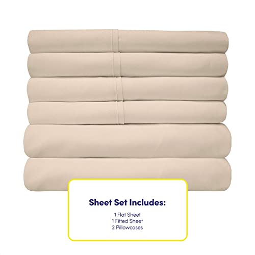 Twin Size Bed Sheets - 4 Piece 1500 Supreme Collection Fine Brushed Microfiber Deep Pocket Twin Sheet Set Bedding - 1 EXTRA PILLOW CASES, GREAT VALUE, Twin, Beige Sweet Home Collection