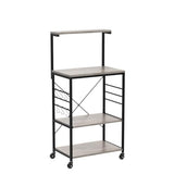 Yaheetech Kitchen Bakers Rack on Wheels(16D x 24W x 50H Inches), Microwave Stand Kitchen Cart, Rolling Coffee Bar Cart with 6 S-Side Hooks and Adjustable Feet, Utility Storage Shelf, Gray