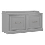 Bush Furniture Woodland Shoe Storage Bench with Doors | Footwear Organizer for Home Entryway, Mudroom, and Foyer, 40W, Cape Cod Gray Bush Business Furniture