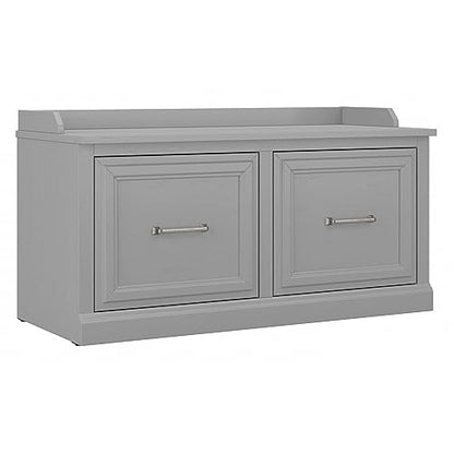 Bush Furniture Woodland Shoe Storage Bench with Doors | Footwear Organizer for Home Entryway, Mudroom, and Foyer, 40W, Cape Cod Gray