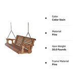 Amish Casual Heavy Duty 800 Lb Roll Back 5ft. Treated Porch Swing with Cupholders - Cedar Stain Amish Casual