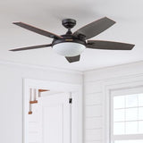 Honeywell Ceiling Fans Carmel Modern 48 Inch Ceiling Fan with Light, Remote Control Fan, LED Indoor Fan with 5 Blades, Gray Ironwood and Brown Maple Blade Finish Options, Bronze (50197-01) Honeywell