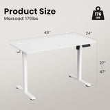 Casaphoria 48 x 24 inches Electric Standing Desk, Sit to Stand Desk with Memory Height Adjustment, Home Office Computer Desk for Writing and Games, White Casaphoria