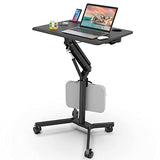 JOY Worker Standing Desk, 28" Small Height Adjustable Rolling Laptop Desk, Portable Sit-Stand with Lockable Wheels, Ergonomic Desktop Table for Home Office, Black JOY worker