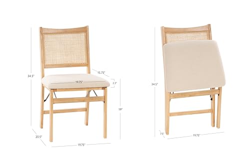 Powell Kasi Beige Rattan Cane Folding Foldable Dining Side Chair, Natural Powell