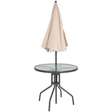 Flash Furniture Nantucket 6-Piece Patio Dining Set with Glass Table, 4 Folding Chairs, and Umbrella, Outdoor Patio Set, Brown Flash Furniture