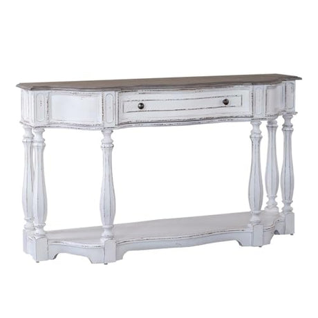 Liberty Furniture Magnolia Manor 56 Inch Hall Console Table European Traditional Home Accent Storage - Antique White & Weathered Bark LIBERTY FURNITURE INDUSTRIES, INC.