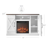 BELLEZE 47" TV Stand with 18" Electric Fireplace Heater & Media Entertainment Center Console Table for TV up to 50" with Open Storage Shelves & Cabinets - Veropeso (White) BELLEZE