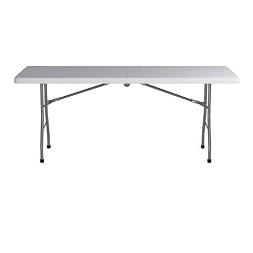 Office Star Resin Rectangle Center-Folding Portable Table for Picnics, Camping, and Tailgating, 6 Feet Office Star Products