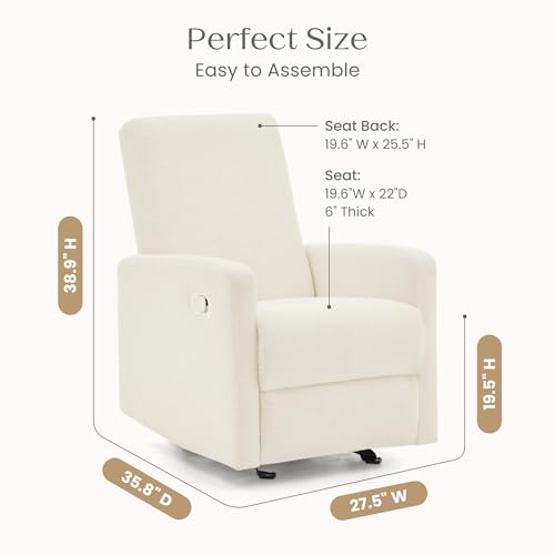 Delta Children Dove Recliner Chair – Manual Recliner with 2 Positions and Glide Motion - Greenguard Gold Certified, Pearl Boucle
