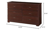 Storkcraft Brookside 6 Drawer Double Dresser (Espresso) – GREENGUARD Gold Certified, Dresser For Nursery, 6 Drawer Dresser, Kids Dresser, Nursery Dresser Drawer Organizer, Chest of Drawers Stork Craft