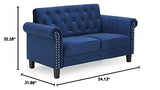 Furinno Bastia Vintage Modern Chesterfield Button Tufted Loveseat/Sofa Couch for Living Room, Navy Velvet Furinno