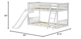 Max & Lily Solid Wood Twin Over Twin Size Low Bunk Beds for Kids with Slide and Ladder, 400 lbs Weight Capacity, 14" Safety Guardrail, Anti-Slip Steps, White Max & Lily