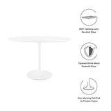 Modway Lippa 48" Mid-Century Modern Dining Table with Oval Top and Pedestal Base in White Modway